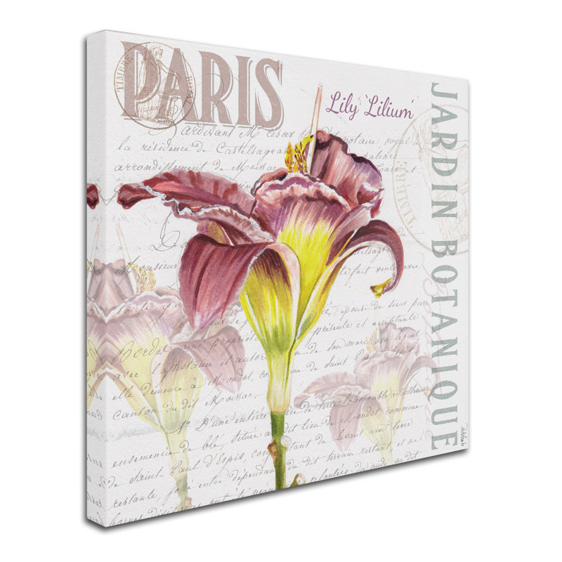 Paris Botanique Burgundy and Yellow Lily Canvas Art
