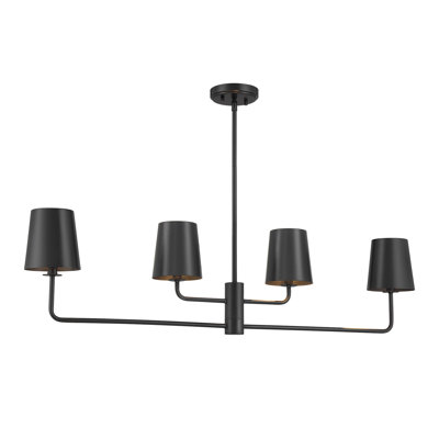Dipaolo 4-Light Linear Chandelier in Matte Black