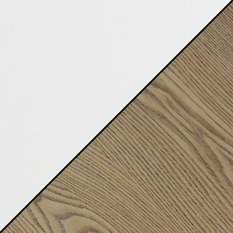 Table de bout avec rangement Carbin, Blanc / bois flottant