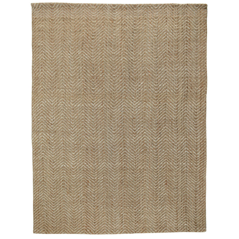 Chevron Handmade Hand Braided Jute Beige Area Rug, Rectangle 9' x 12'