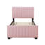 Lit plateforme tapissier simple en velours avec lit gigogne simple, gris-1687236288-1687236289