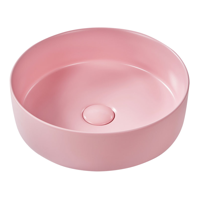 Latitude Run Athar 15mm L x 15mm W Ceramic Oval Sink, Pink