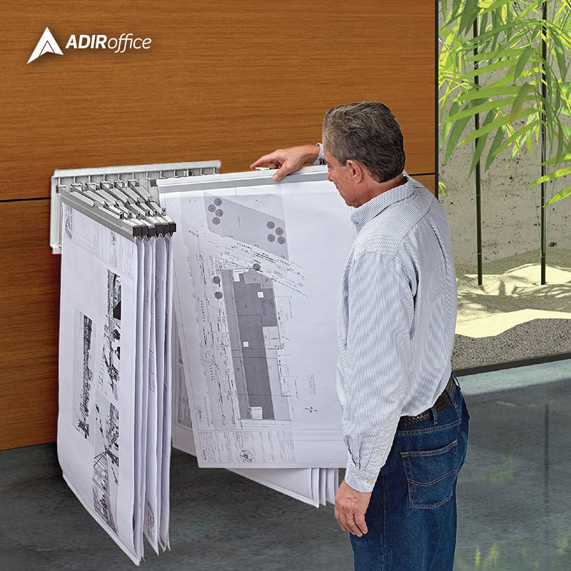Blueprint Storage Pivot Wall Rack, White