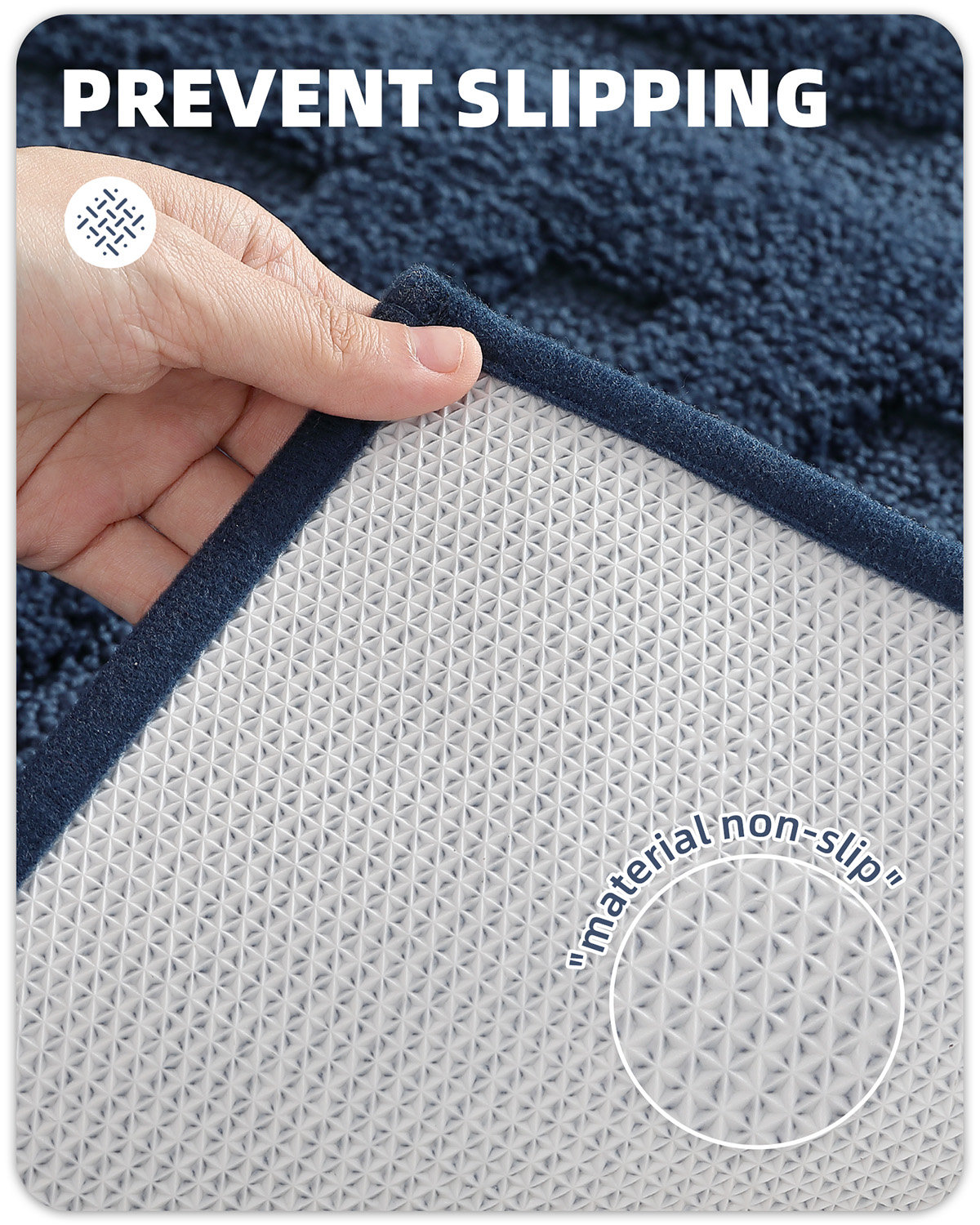 Non-Slip Bath Rug, 20" L x 47" W, Blue