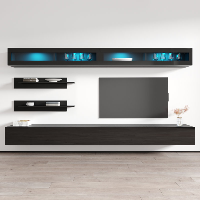 Meuble audio-vidéo pour téléviseur de 85 po ou moins Waconia, Noir