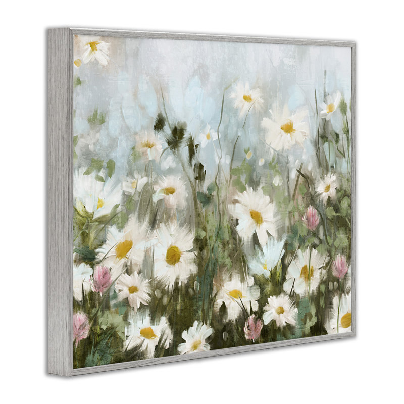 «Stupell Industries Daisy Field», peinture sur toile par Nina Blue, H 16 po x l 20 po x P 1,5 po, Encadré gris
