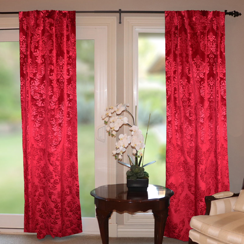 Rideau en velours, L 54 po x L 96 po, Rouge