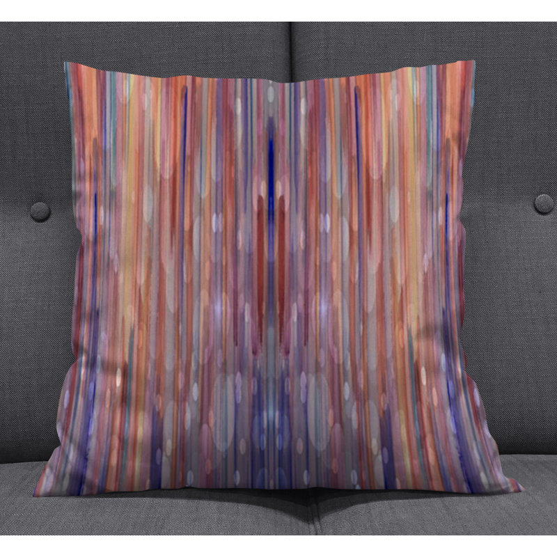 Throw Pillow With Insert, Orange/Purple Striped/Abstract 2, 18"H x 18"W