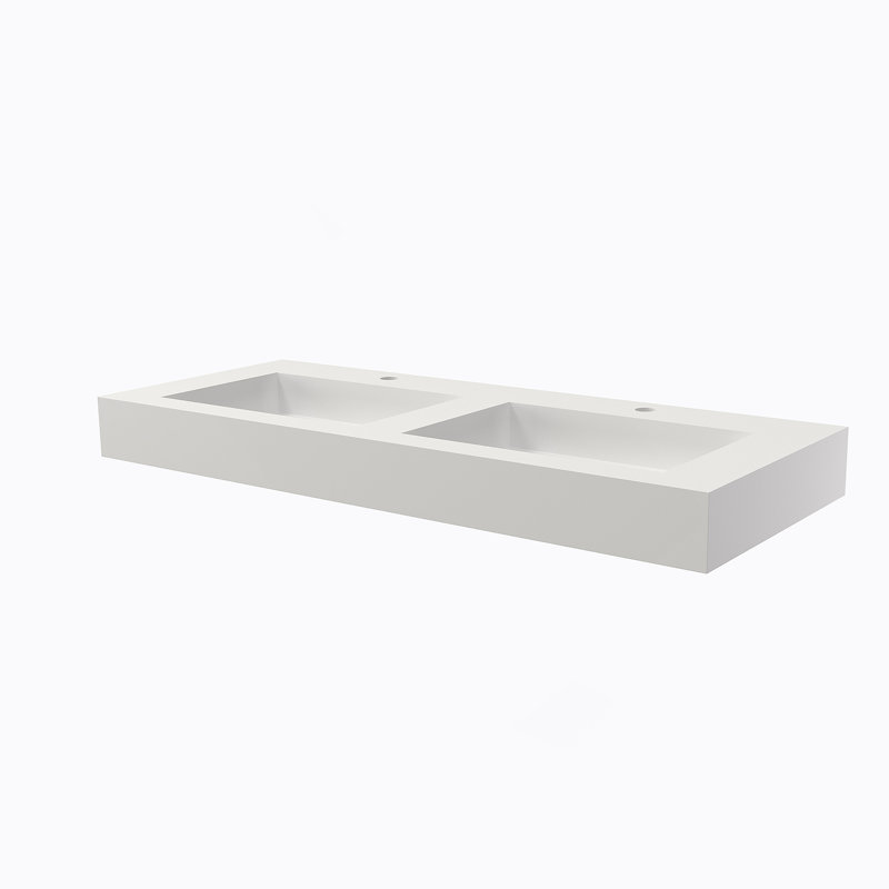 Lavabo de salle de bain à surface solide en pierre de pierre, Blanc mat