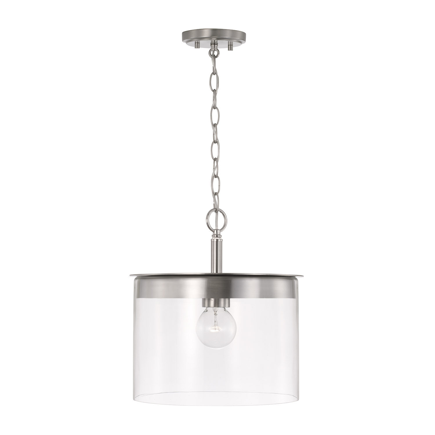 Elstone Single Light Glass Dimmable Pendant, Brushed Nickel