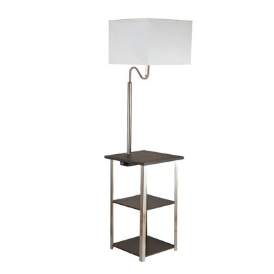 Lampe de table d'appoint carrée 58 "de haut" Dru "avec charge et port USB, argent