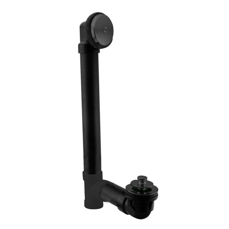 12 ABS Pull & Drain Bathtub Leg Drain Assembly with One-Hole Overflow, Matte Black
