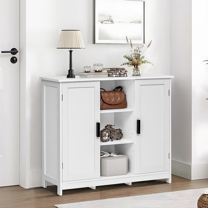 Armoire de salle de bain autoportante Ferrina, Blanc