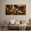 «Grunge Abstract Paint Stroke Effect», impression abstraite rustique sur fond brun et or-111565911-100937101