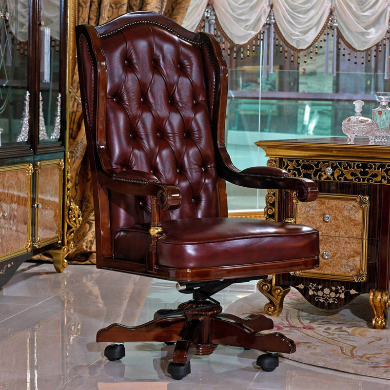 Leicester Leather Swivel Executive Chair, Burgundy