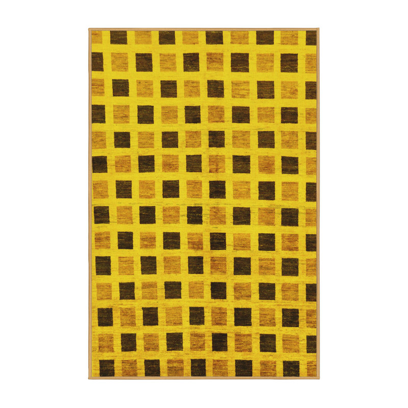 Ibtissam Washable Checkered Indoor Rug, Rectangle 7' x 9'