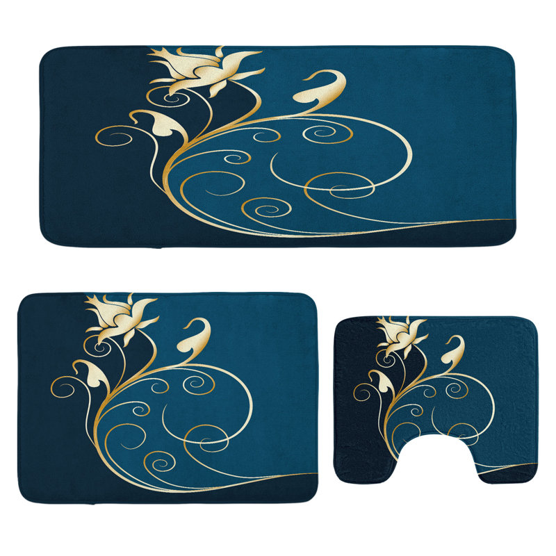  Ensemble de tapis de salle de bain Floral 3 pièces