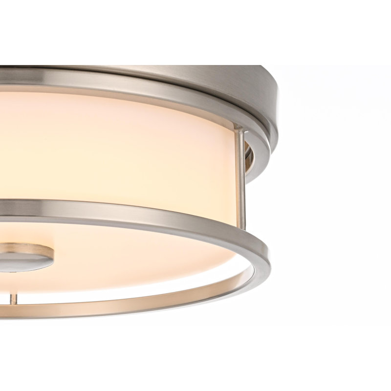 Kolson 12 inch LED Flush Mount in Black, 4"H x 12"W x 12"D, Polished Nickel