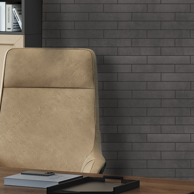 High Street 3'' W x 15'' L Porcelain Concrete Look Singular Tile, Charcoal