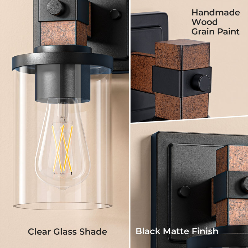 Lampe murale en simili bois à intensité variable pour salle de bain, couloir, salon, miroir, cuisine
