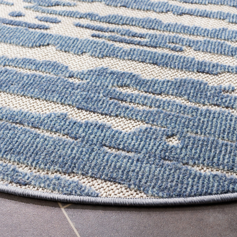 Cabana Performance Abstract Indoor/Outdoor Area Rug, Round 6'7"