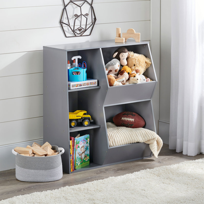 Gray Melamine Kids Toy Storage Unit with Cubes