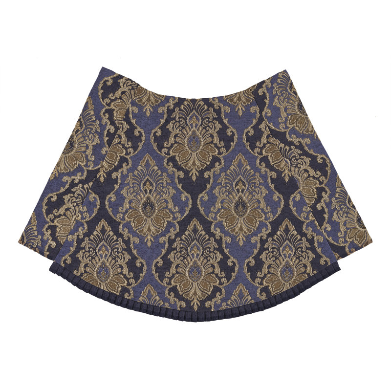 Woodstock Multicolor Damask Waterfall Valance with Trim Embellishment