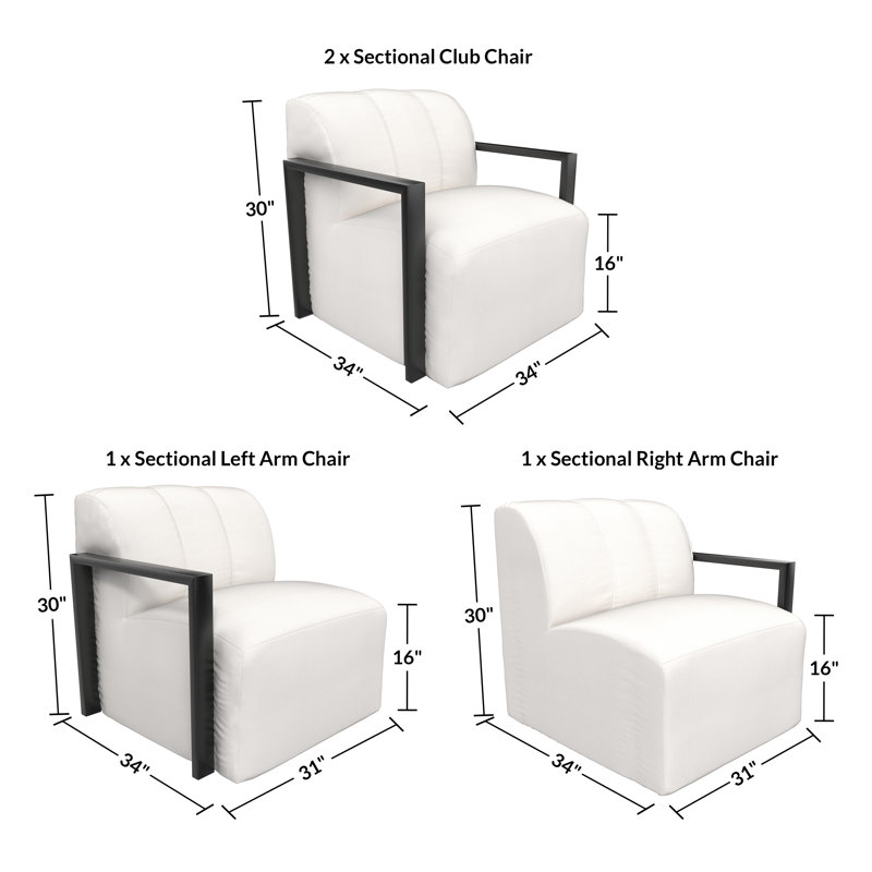 Ensemble de patio moderne 4 pièces en aluminium à structure ouverte, comprenant des chaises et un canapé deux places rembourrés avec coussins Sunbrella