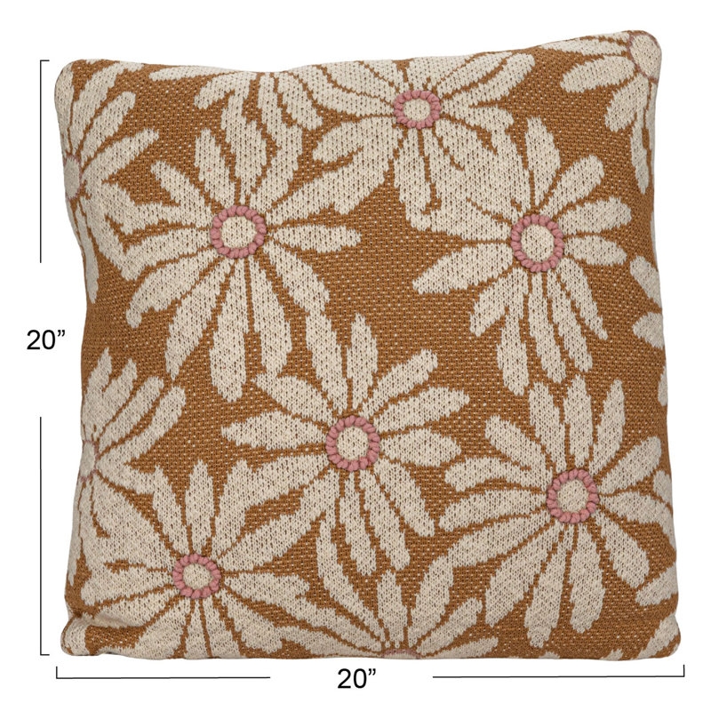 Floral Cotton Reversible Throw Pillow