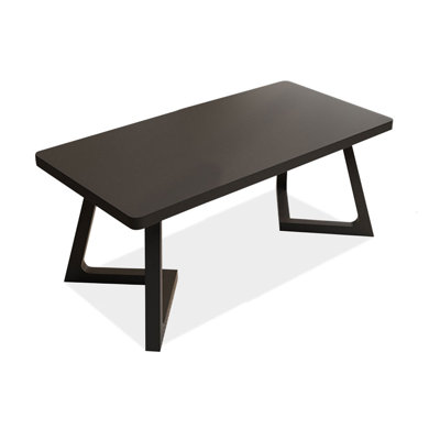 Black Rectangular Solid Wood Dining Table