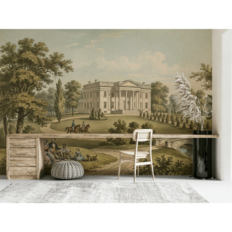 Adhésif mural rétro style paysage néo-classique, Non-Woven Nonpasted, 120"x96"
