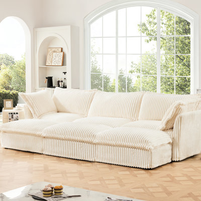 Fonction convertible 3 avec 3 repose-pieds, matériaux en velours côtelé crème
