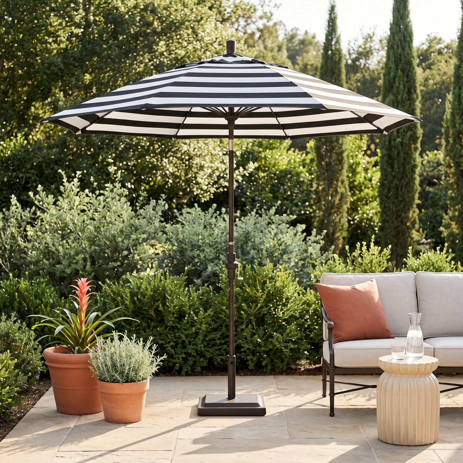 Roverta 9' Sunbrella® Market Umbrella, Canvas Black Sunbrella® Canvas, Black