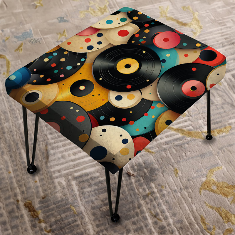 Repose-pieds vinyle années 70 - Repose-pieds rectangulaire Mid-Century