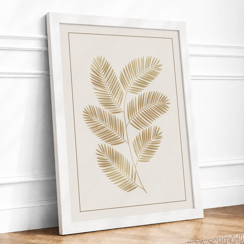 Golden Fronds Botanical - Framed Print, A3 - 42.0 x 29.7 cm, White