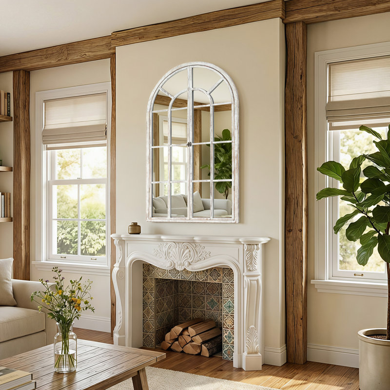 Miroir décoratif 36 po H x 24 po Farmhouse, Blanc patiné, 36 po x 24 po