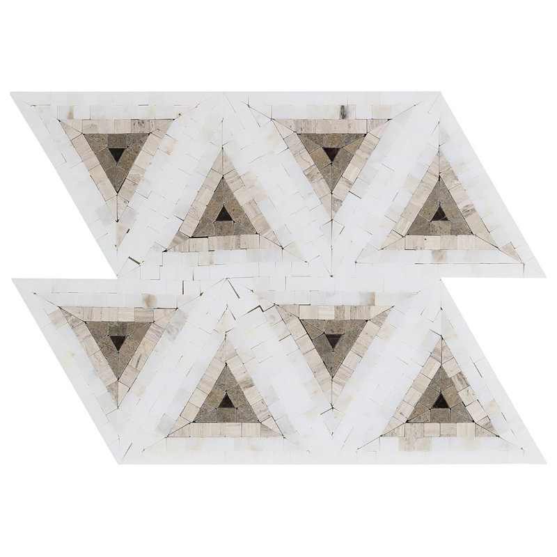 Ako 5" Triangle Marble Micro Mosaic Tile, Saint Laurent Brown
