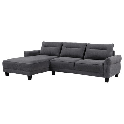 Caspian Upholstered Curved Arm Chaise Sectional Sofa 