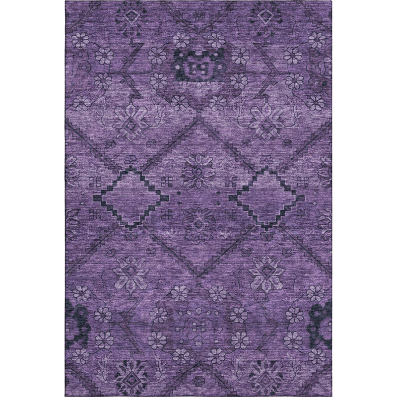 Premium Machine Washable Prisco Eggplant Rug, Rectangle 2'6" x 3'10"