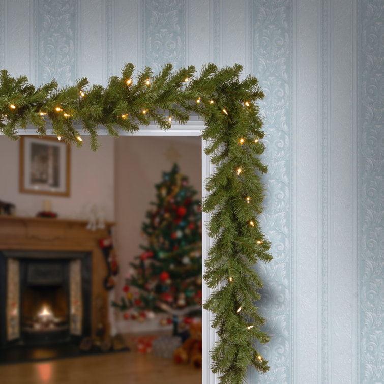 9ft' North Valley Spruce Artificial Christmas Garland with LED Lights 