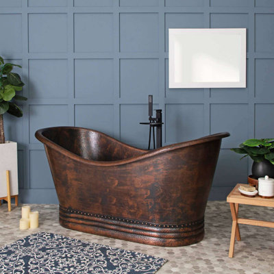 72'' x 34'' Freestanding Soaking Copper Bathtub