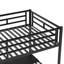 Lit mezzanine simple en métal avec bureau, de couleur noire, sans sommier tapissier, garde-corps, bureau simple à installation dans un espace limité pour lit simple, base supplémentaire, rails, chambre d'amis idéale