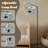  Arc Floor Lamp Coastal starfish repeat Navy blue turquoise striped Seamless Tall Modern Standing Lamp LED Adjustable Linen Lampshade 3 Color Temperatures