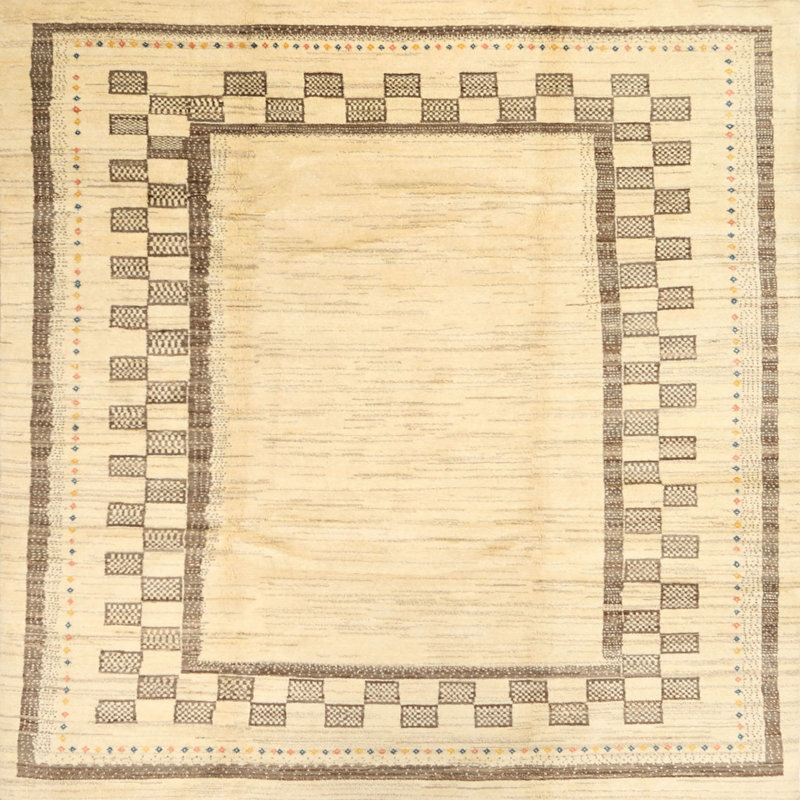 Tapis contemporain gris, Carré 3 pi