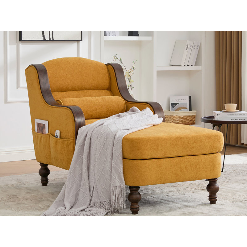 Chaise longue en chenille, Jaune