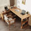 Burlywood + bureau en bois massif en forme de L noir + bureau en fer-2048491874