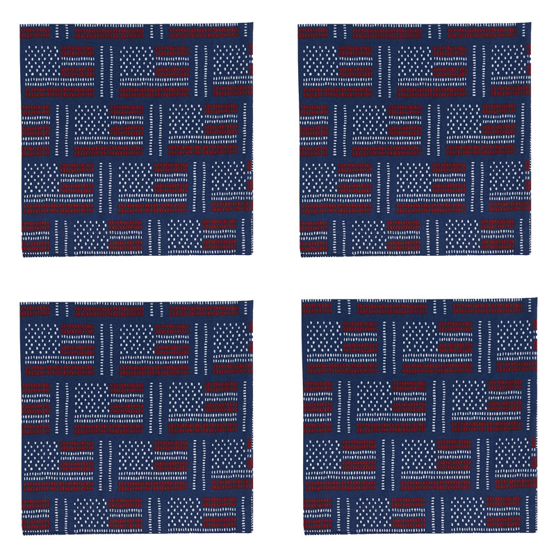  Ensemble de 4 serviettes à drapeaux, Carré 20 po