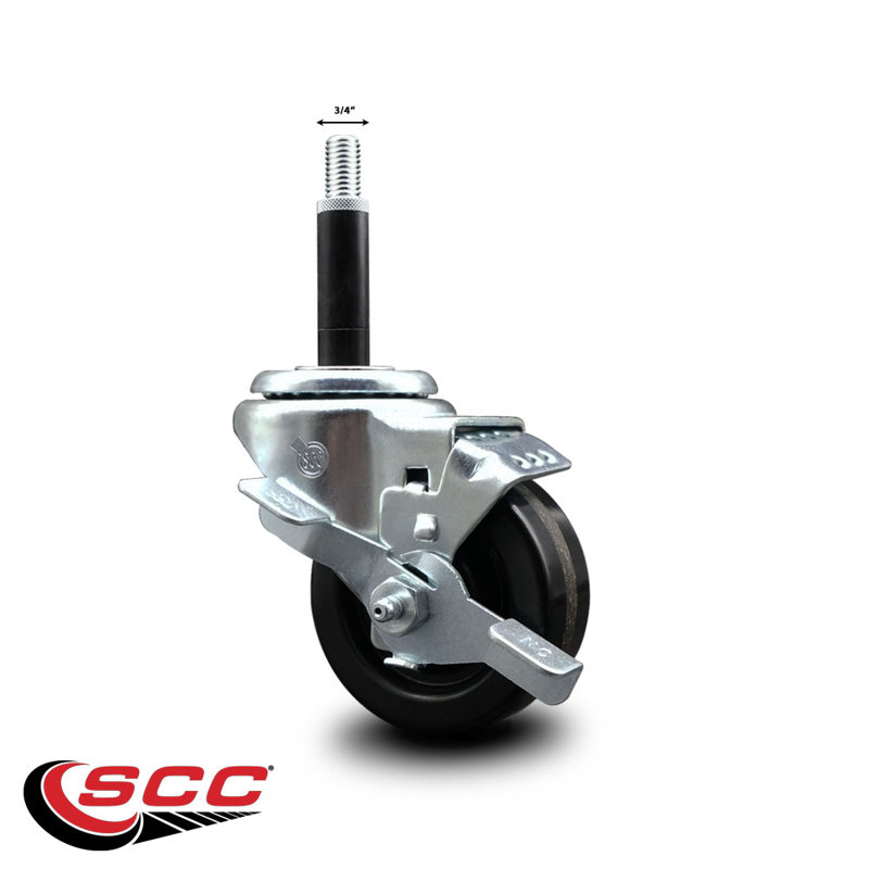 Phenolic Swivel Expanding Stem Caster with Brake SCC TLB 3" x 3/4"