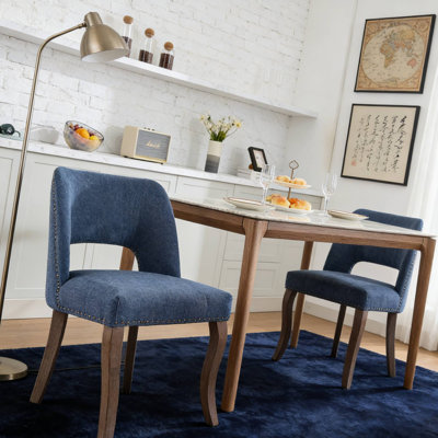 Ensemble de 2 chaises de salle à manger bleues en bois bleues