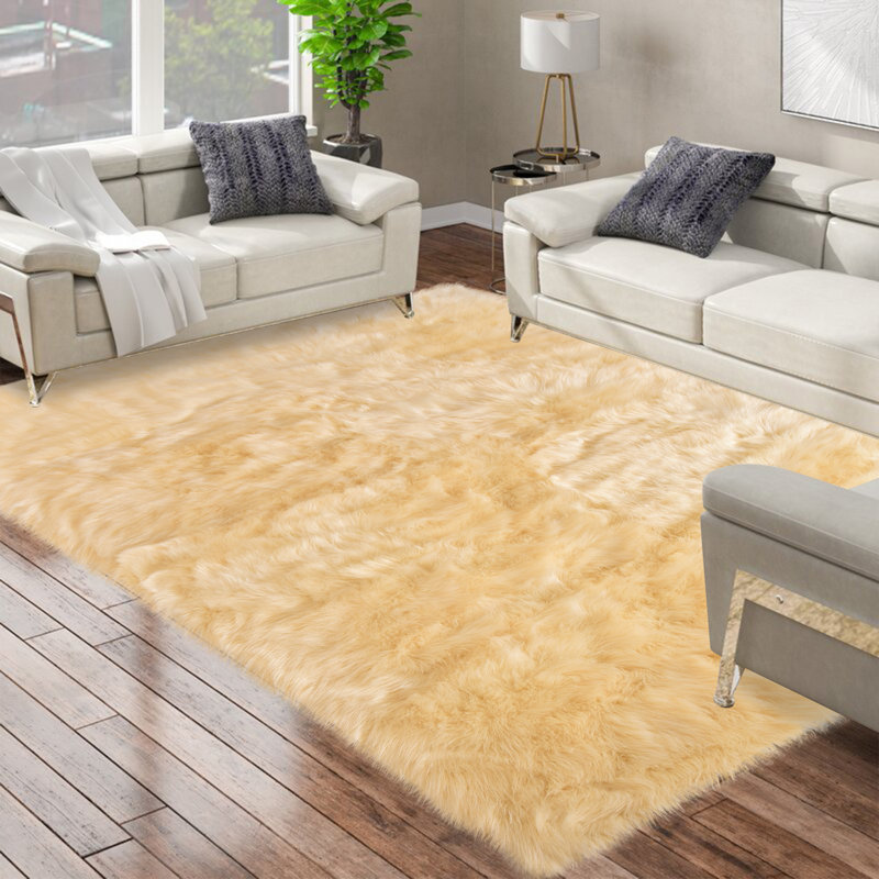 Chastyn Faux Sheepskin Indoor Rug, Rectangle 8' x 10'